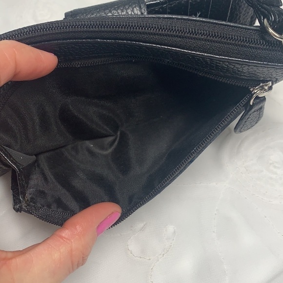 Gianni Bernini Leather Wristlet Wallet - Black/Silver, 7.5”x4” - Picture 5 of 11